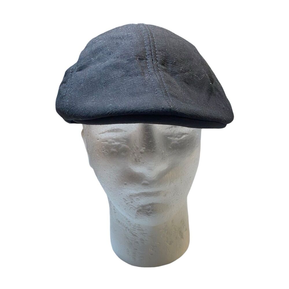 Vintage Kangol Black Hat Logo Newsboy Cabbie Flat Cap Kangaroo Logo Small-Medium - Picture 2 of 10